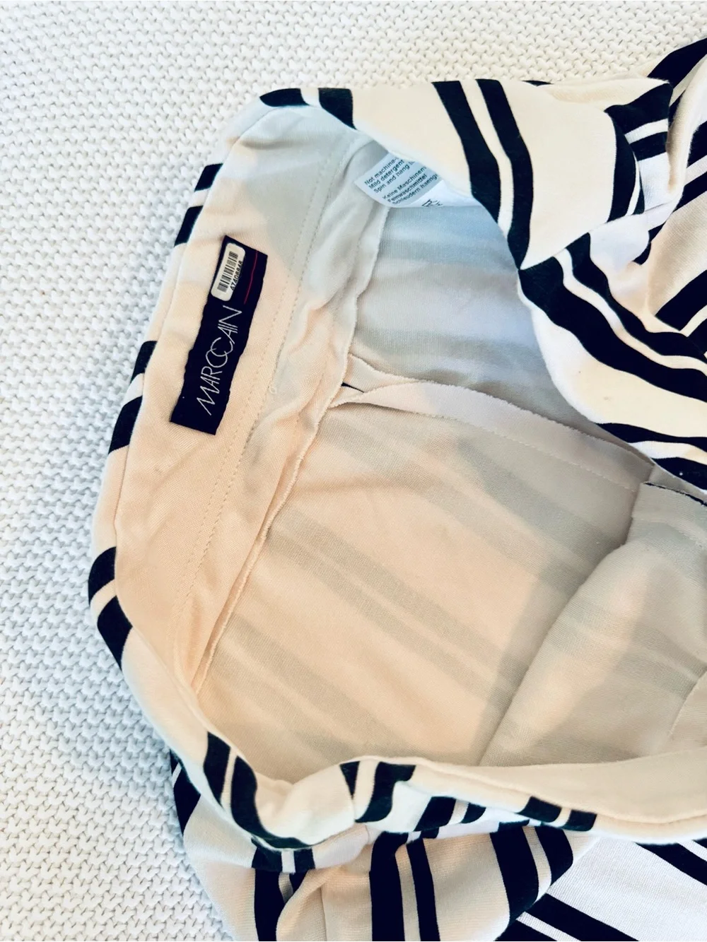 MARC CAIN Black & White Vertical-Stripe Wide Leg Trousers Pull-On Pants - Picture 9 of 16